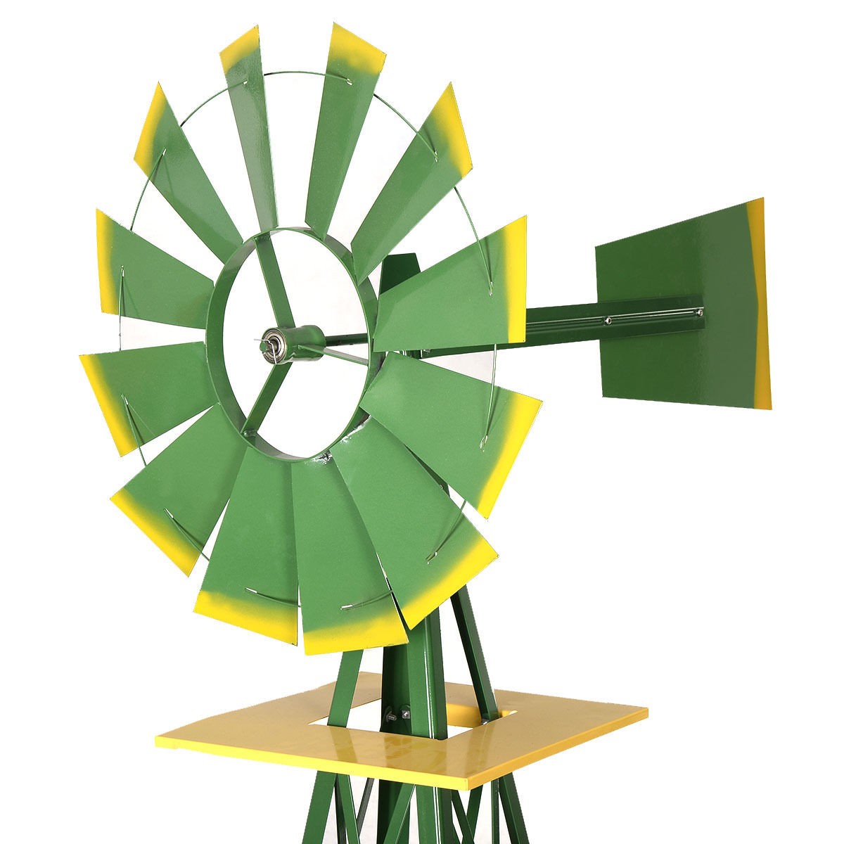 8Ft Tall Windmill Ornamental Wind Wheel Green &amp; Yellow Garden Weather 