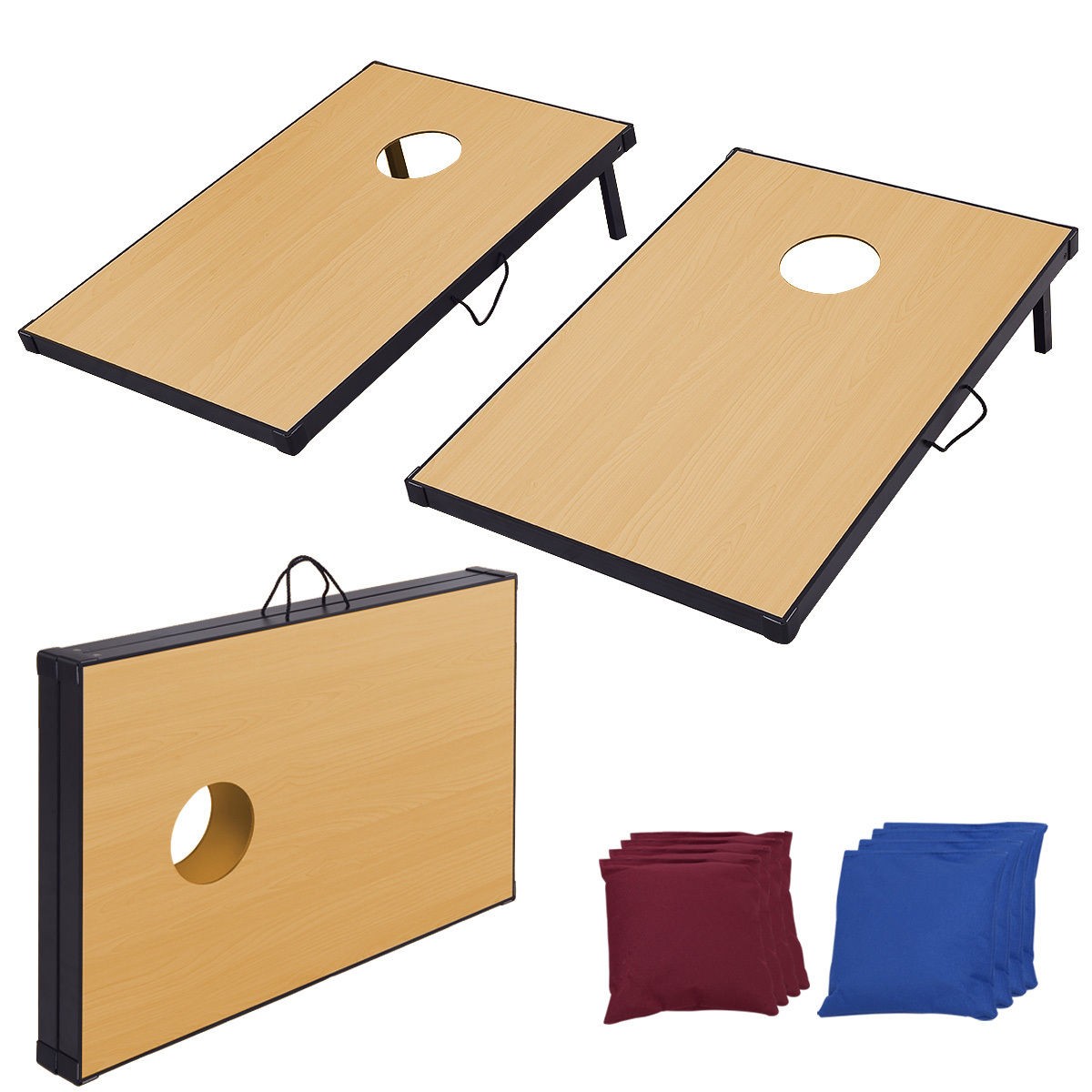 Foldable 35 Wooden Bean Bag Toss Cornhole Game Set Of 2 Boards