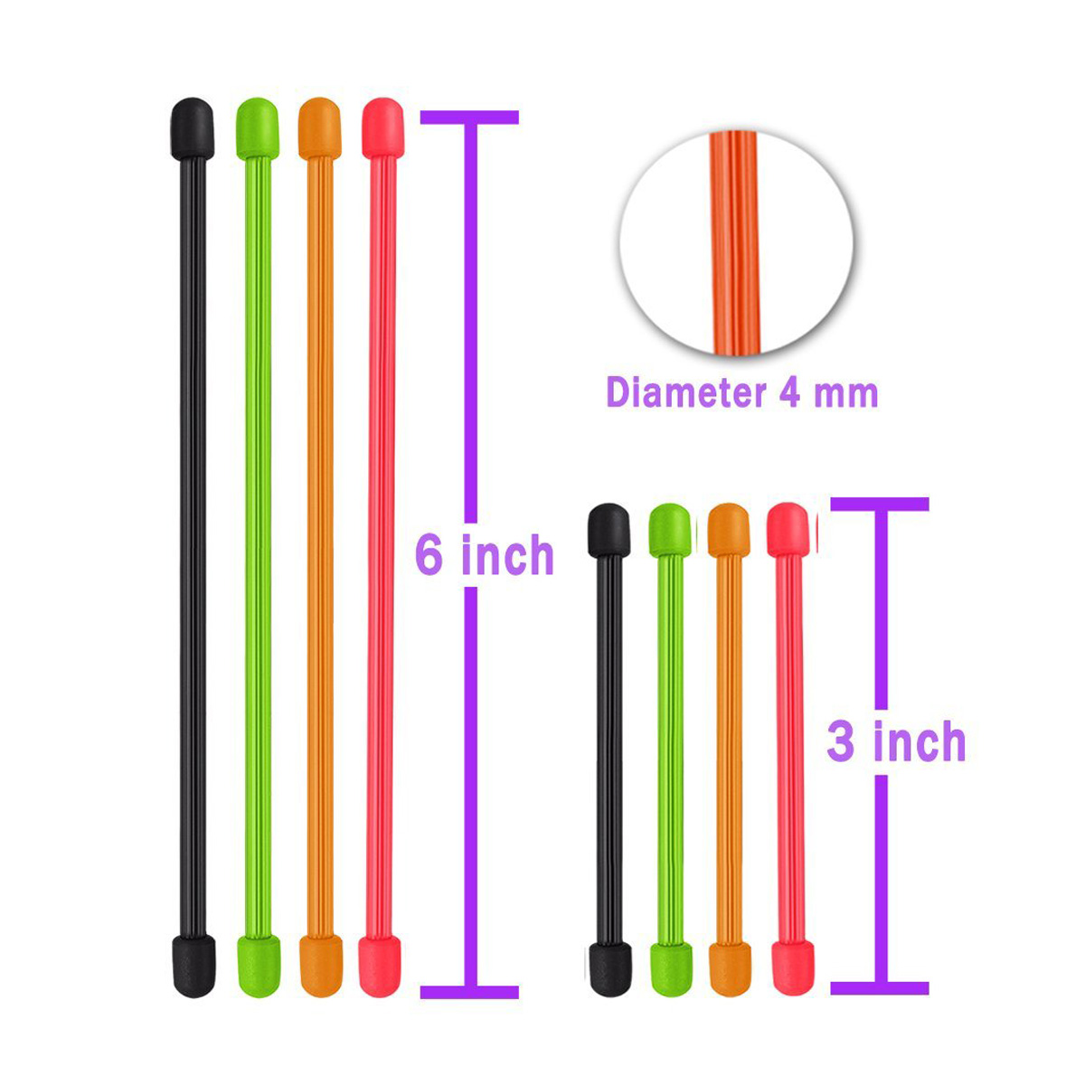 5/10/20PC Reusable 3" 6" Silicone Rope Multi Use Straps Gear Cable Twist Ties US