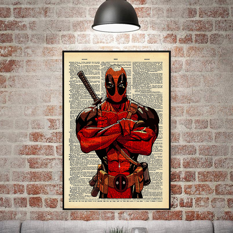 Impresión De Lona Clásicos De Marvel Deadpool Periódico Pared Pintura Al óleo Arte Decoración Hogar Ebay